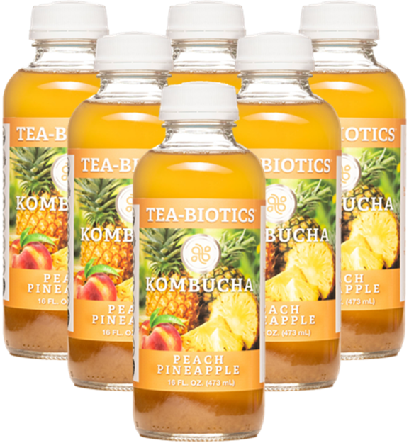 Organic Peach Pineapple Kombucha TEABIOTICS KOMBUCHA